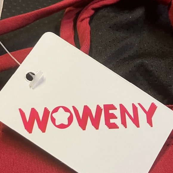 Woweny Women's Red/Black Interior Strappy Yoga Sports Bra S NWT - Picture 4 of 9